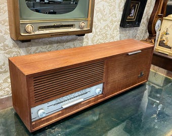 Giradischi Grundig d'epoca - Console stereo FM antica, perfettamente funzionante, in ottime condizioni, sistema audio da collezione
