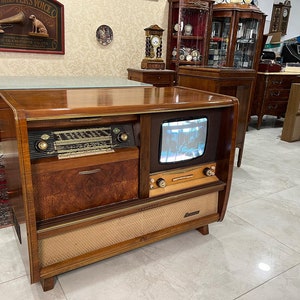 Antique Rosita Music Cabinet | Dual 1254 Belt Drive Turntable | Audion T 475 Amp Receiver | Audion D 475 Cassette Deck |Original Speaker Set