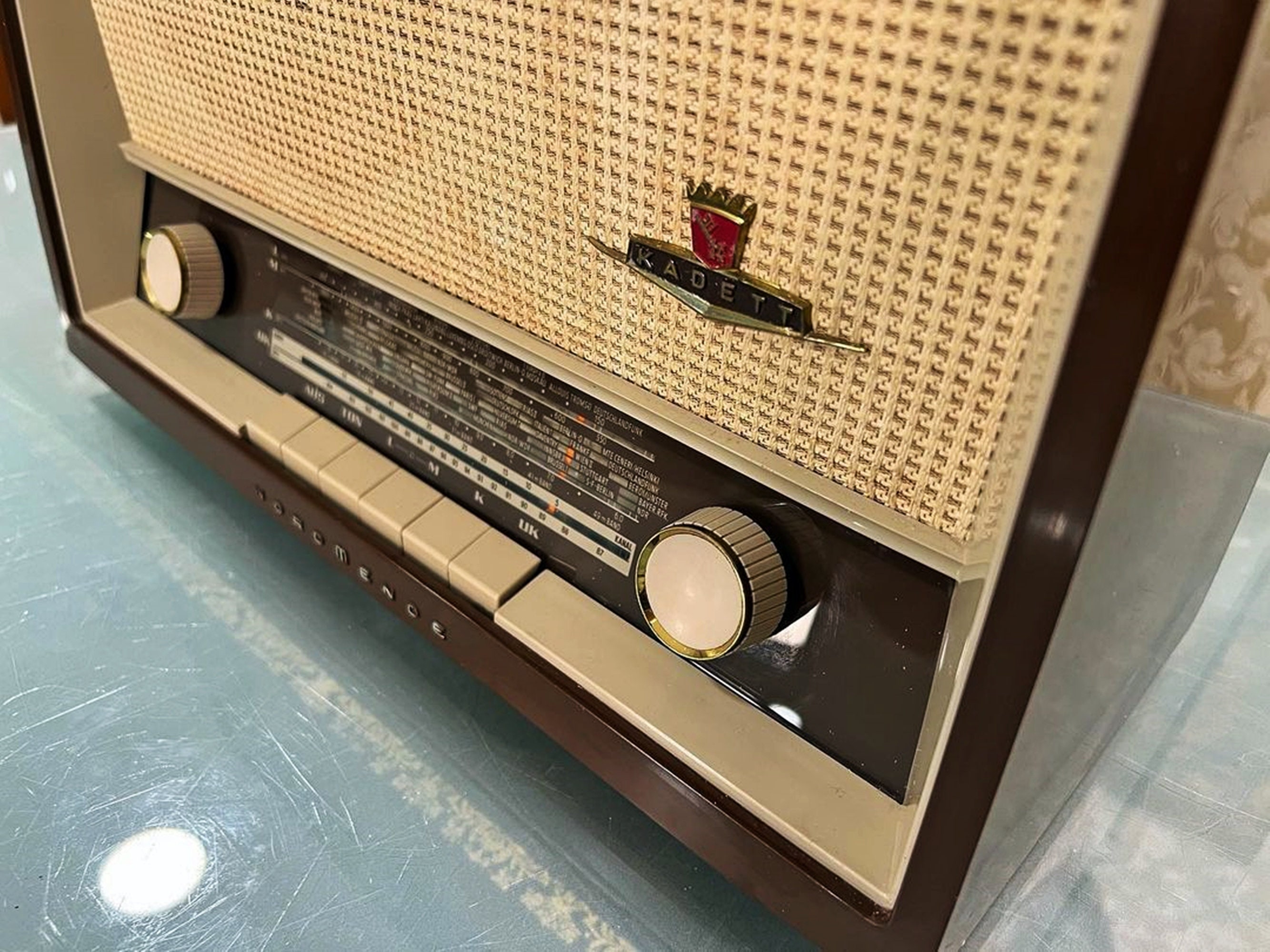 Nordmende Kadett Bakelite Radio With Original Charm and Lamp Nordmende Kadett Bakelite Radio With Original Charm and Lamp