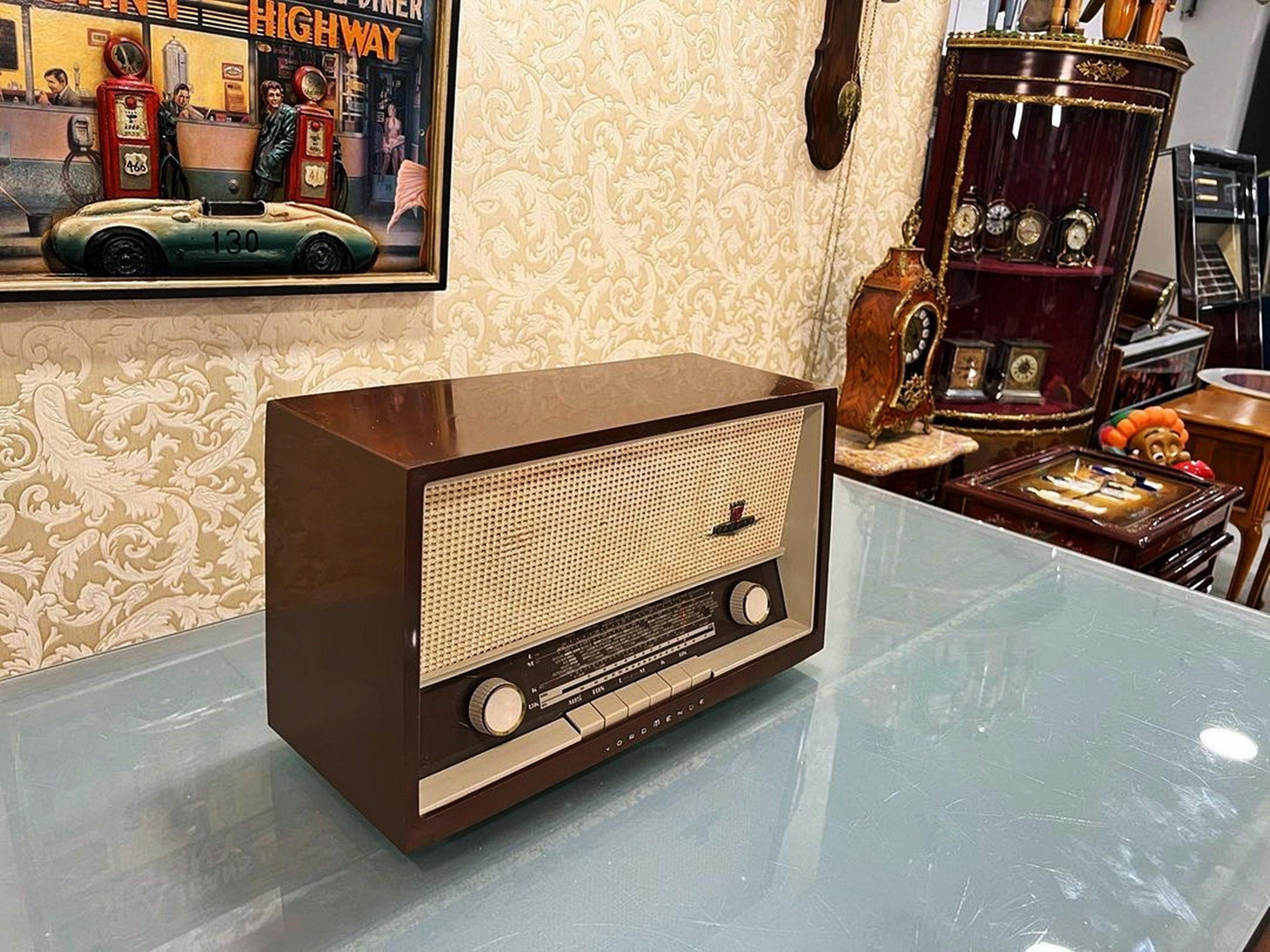 Nordmende Kadett Bakelite Radio With Original Charm and Lamp Nordmende Kadett Bakelite Radio With Original Charm and Lamp
