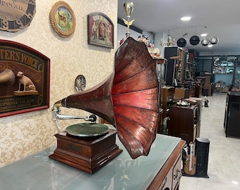 Ultra Rare His Master’s Voice Full Original Horn Gramophone | Excellent Condition- Turntable