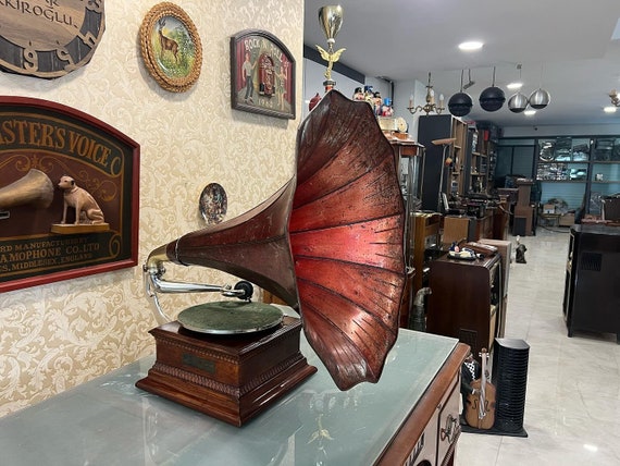 超レア His Master's Voice 完全オリジナルホーン蓄音機 | 良好な状態