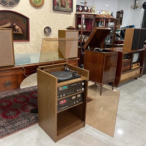 Antique Rosita Music Cabinet | Dual 1254 Belt Drive Turntable | Audion T 475 Amp Receiver | Audion D 475 Cassette Deck |Original Speaker Set