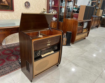Antique Grundig Tube Music Cabinet | Original FM | Excellent Condition- Turntable