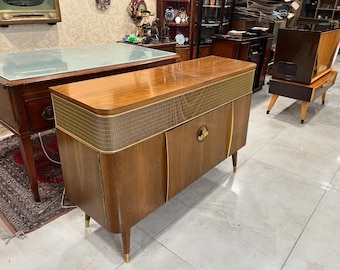 Vintage Grundig Tube Radio Music Cabinet with Original FM, 33-45-78 RPM Record Player, Excellent Condition, Collectible Antique