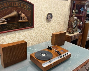Collectible Fonoval Stereo Wooden Portable Turntable | Plays All Speeds | Fully Functional | Vintage Audio Decor