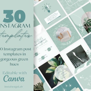 Sage green Instagram templates Minimalist Instagram Post Template Nature Inspired Canva Templates Editable Canva Templates Pack