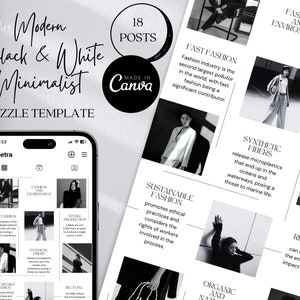 Black&White Minimalist Instagram Puzzle Templates Modern Instagram Puzzle Post Fashion Instagram Template Canva Instagram Template Aesthetic