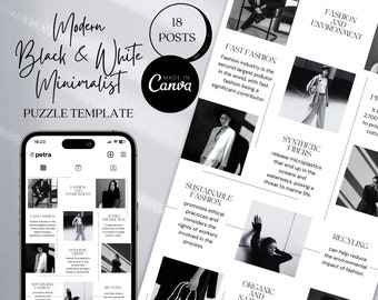 Black & White Minimalist Instagram Puzzle Templates Modernes Instagram Puzzle Post Fashion Instagram Template Canva Instagram Template Aesthetic