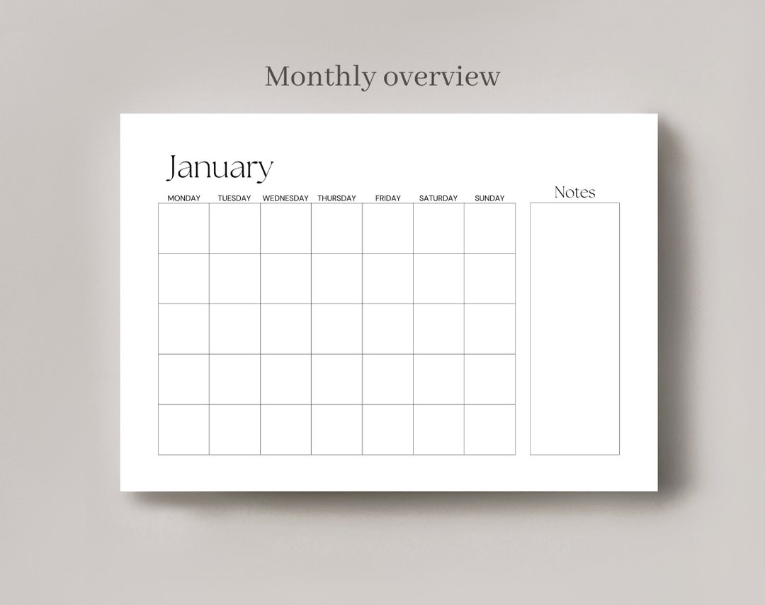 Monthly Planner Template Printable Monthly Planner PDF Minimalist ...