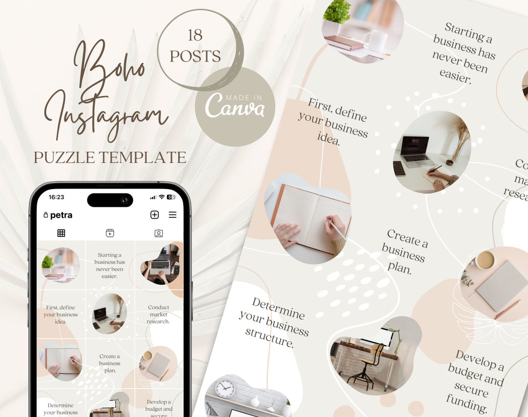Boho Minimalist Instagram Puzzle Templates Modern Instagram Puzzle ...