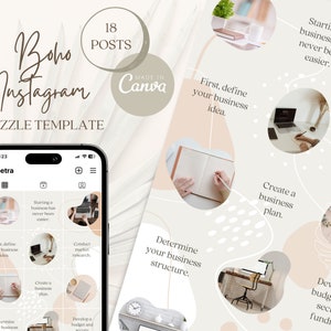 Boho Minimalist Instagram Puzzle Templates Modern Instagram Puzzle Posts Editable Canva Puzzle Template Minimalist Instagram Feed