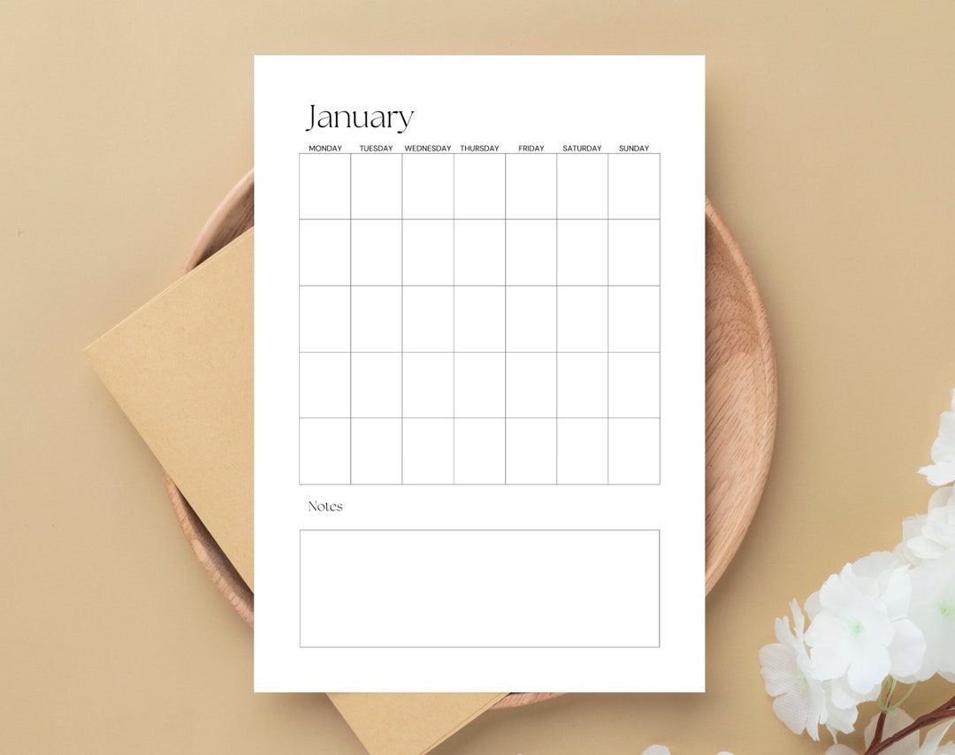 Monthly Planner Template Printable Monthly Planner PDF Minimalist ...