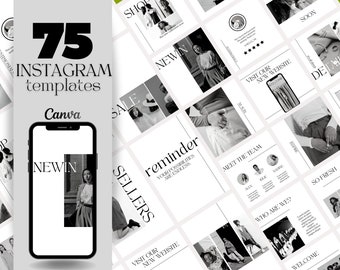 Schwarz & Weiß Minimalist Instagram Vorlagen Moderne Instagram Vorlagen Mode Instagram Vorlage Canva Instagram Vorlage, Aesthetic Feed