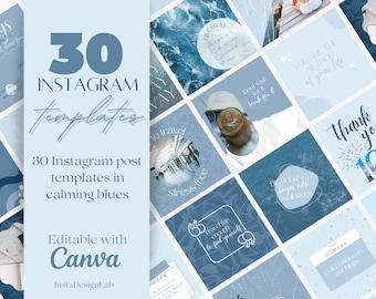 Blaue Instagram-Vorlagen, minimalistische Instagram-Beitragsvorlage, vom Meer inspirierte Canva-Vorlage, bearbeitbare Canva-Vorlage, ästhetischer Feed