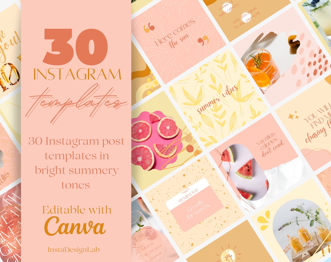 Instagram Templates Pink Orange Yellow Canva Templates Bold Instagram ...