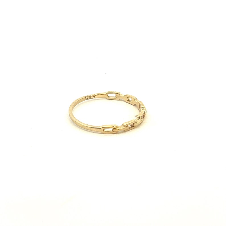 Solid Gold Chain Ring 14K Solid Gold Minimalist Ring For Women Gift for Her Birthday Ring Engagement Gifts For Couple Christmas Gift image 4