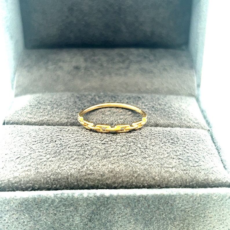 Solid Gold Chain Ring 14K Solid Gold Minimalist Ring For Women Gift for Her Birthday Ring Engagement Gifts For Couple Christmas Gift image 8