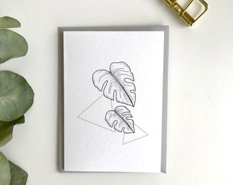 Monstera Mini Grußkarte | Karten | botanisch | A7 leere Grußkarte | Minidruck | Geburtstag | Vielen Dank.