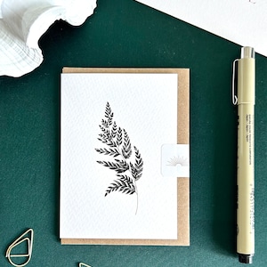 Mini carte de voeux fougère | cartes de visite | botanique | Carton de correspondance vierge A7 | mini impression | Anniversaire | Merci.