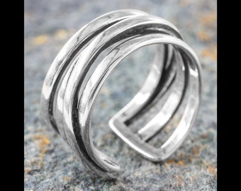 Silver ring silver 925 ring adjustable open R0827 silver ring, women's rig, band ring, flexible,