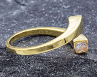 Silberring Silber 925 Ring Verstellbar Offen  R0913 Silberring, Damenrig, Bandring,  flexibel, vergoldet, minimalistich