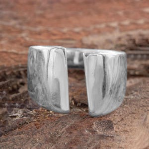 Anello moderno per pollice da donna in argento sterling 925 – Anello per dito largo e aperto, realizzato a mano – Look minimalista, regolabile