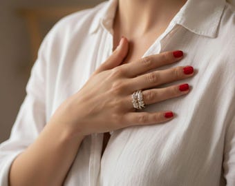 Wide 925 Sterling Silver Adjustable Ring – Open Statement Ring for Women, Net Mesh Design, open silver ring, bold textured band