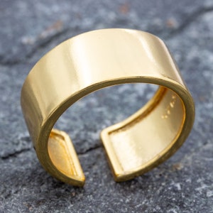 Silver Ring Silver 925 Ring Adjustable Open R0902 Silver Ring, Lady's Rig, Bandring, Flexible, Gold Plated, Smooth