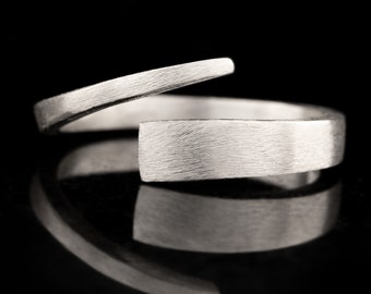 Anello in argento anello in argento 925 regolabile aperto R0647 anello in argento, impianto da donna, anello a fascia, flessibile,