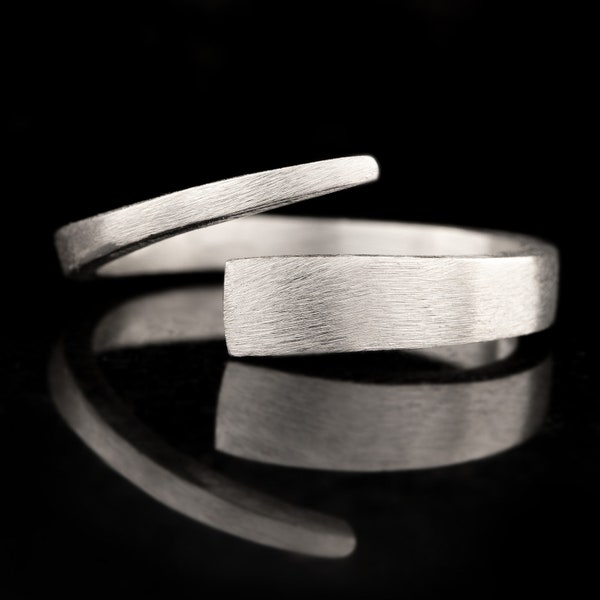 Anello in argento anello in argento 925 regolabile aperto R0647 anello in argento, impianto da donna, anello a fascia, flessibile,