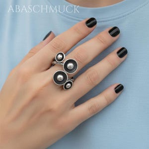 Bold Sterling Silver Adjustable Ring – Handcrafted 925 Silver Artistic Statement Ring for Women with Modern Sculptural Design