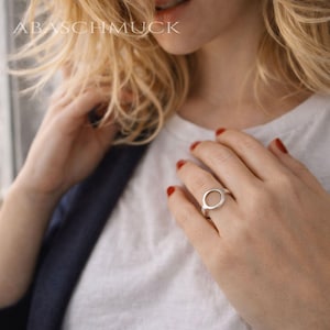 Verstelbare ring cirkel 925 zilver, open minimalistische ring, maat 54 (17,2 mm) verstelbaar tot 58, handgemaakt, nikkelvrij, cadeau