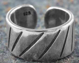 Zilveren Ring Zilver 925 Ring Verstelbare Open Vintage R0831 breed, massief, Zilveren ring, Vrouwen rig, Band ring