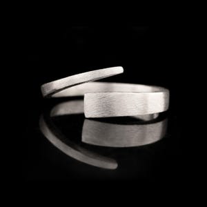 Minimalist Sterling Silver Adjustable Ring – Handcrafted 925 Silver Open Band with Brushed Finish, Modern Timeless Jewelry for Women