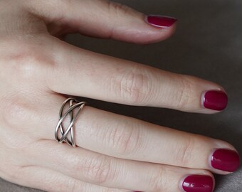 Silver Ring Silver 925 Ring Adjustable Open R0747 wide, Silver Ring, Lady's Rig, BandRing, Flexible