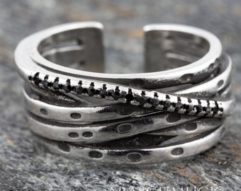 Zilveren Ring Zilver 925 Ring Verstelbare Open R0726 breed, Zilveren Ring, Lady's Rig, BandRing, Flexibel