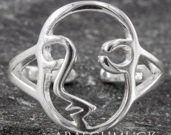Silberring Silber 925 Ring Verstellbar Offen  R0740  breit, Silberring, Damenrig, Bandring,  flexibel,