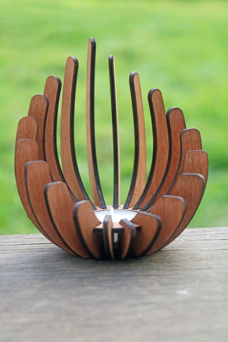 Candlestick Laser Cut Svg Candle Holder Svg Vector Template Etsy