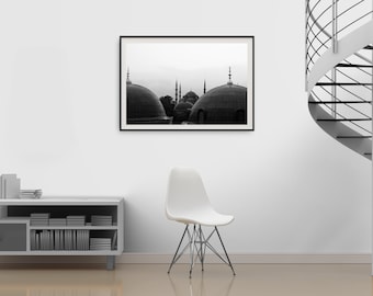 Blue Mosque, Istanbul, Turkey, Travel Poster, Digital Download, Printable Wall Decor, Gallery Wall, Wall Art, Black and White, Memorabilia