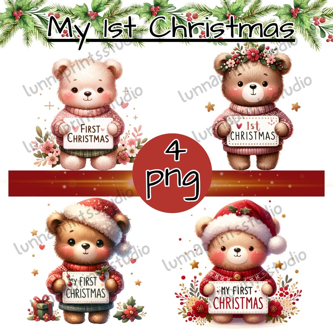 My First Christmas Bears Bundleteddy Bear Clipart Baby's First