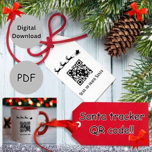 PNG Digital Download Santa Tracker Qr Code for Christmas eve Sublimation blanks, sublimation Pyjamas, Christmas ornaments bags, pillow cases