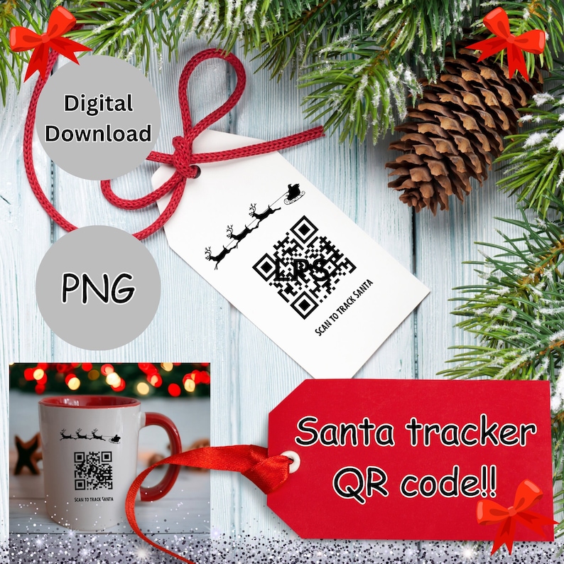PNG Digital Download Santa Tracker Qr Code for Christmas Eve