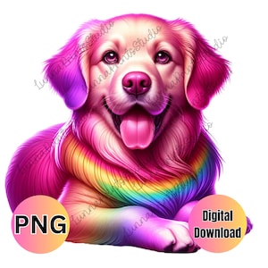 Acquerello Rainbow Dog PNG design, design sublimatico per tazze-T-shirt-stampabile cane carino CLIPART immagini-trasferimenti-stampe, cartoline stampabili