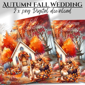 Autumn Wedding Clipart: Rustic Watercolor Floral PNG (Digital Download)