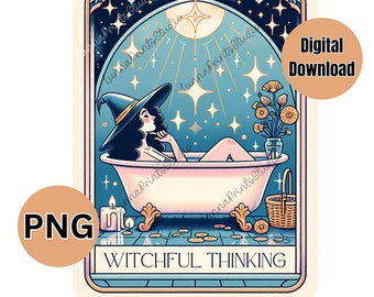 Karta Tarota Witchful Thinking PNG, sztuka czarownicy (pobieranie cyfrowe)
