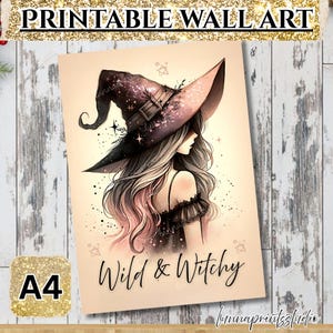 Boho Witch Wall Art Printable | A4 PDF Digital Download | Mystical witch Poster | Spiritual Modern Witchy decor | Modern Bohemian Art Print|