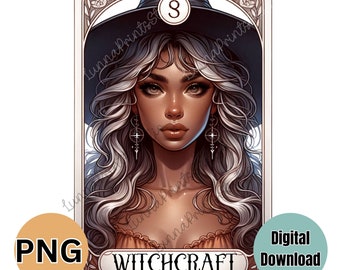 Karta tarota WITCH CRAFT inspirowana projektem PNG, karta tarota czarownic, wydruk sublimacyjny, obraz transferowy, pobieranie cyfrowe, clipart czarownic