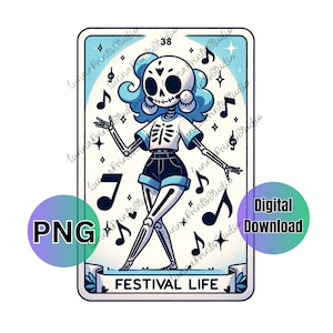 フェスティバル ライフ タロット カード PNG 夏のクリップアート 音楽フェスティバル 昇華プリント、転写画像、タロット T シャツ デザイン、フェスティバル トートバッグ デザイン