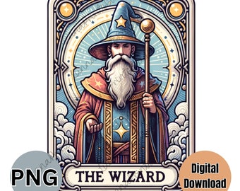 The Wizard Tarot Card PNG, Mystical Clipart (Digital Download)